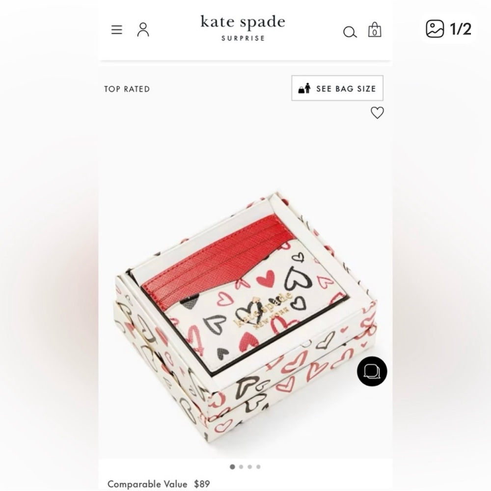 Kate Spade Valentines Scribble Hearts card holder